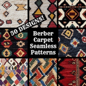 Berber Rug Pattern Berber Carpet Seamless Patterns: 50 PNG Digital Papers (digital ...