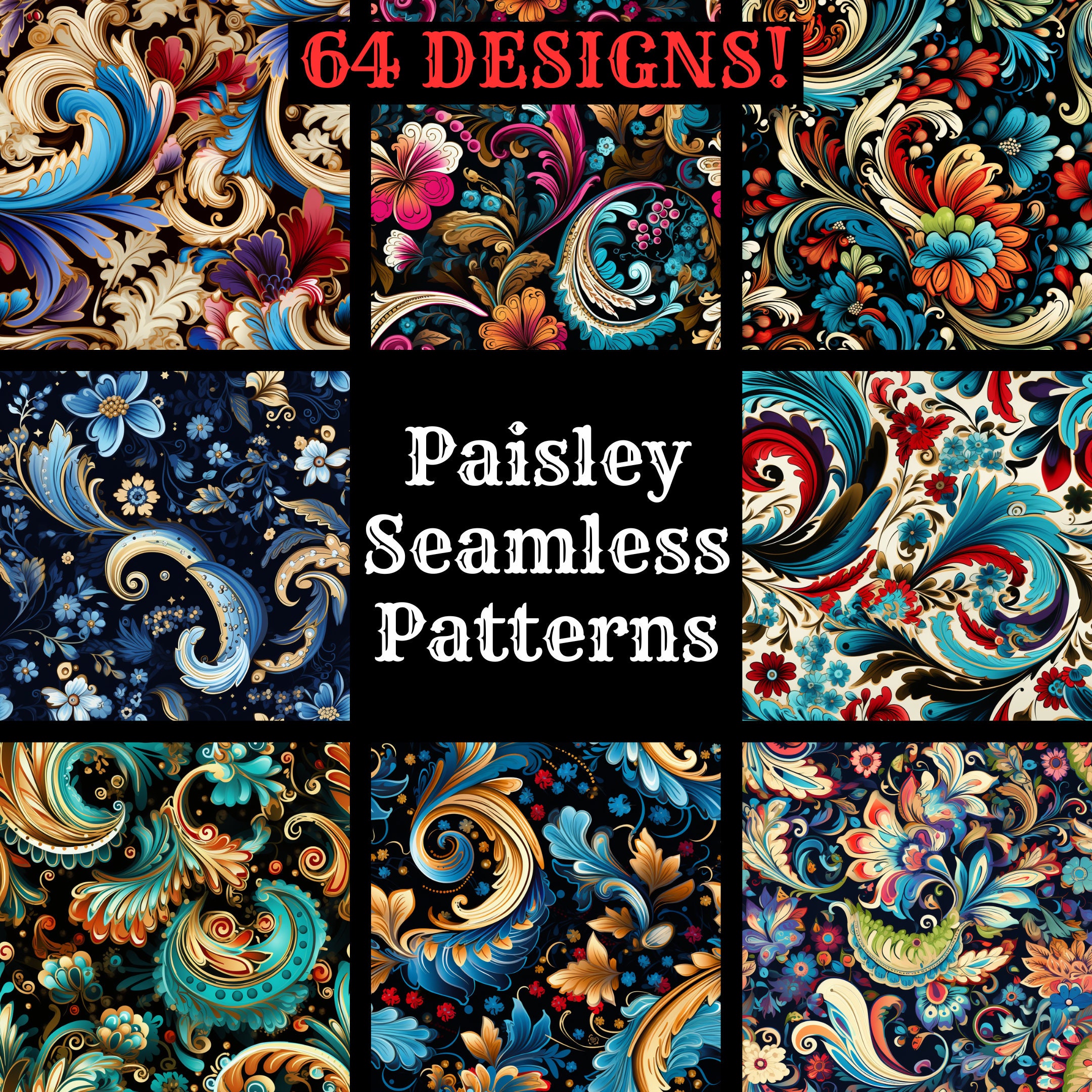 Paisley Seamless Digital Paper, Printable Scrapbook Paper Seamless ...