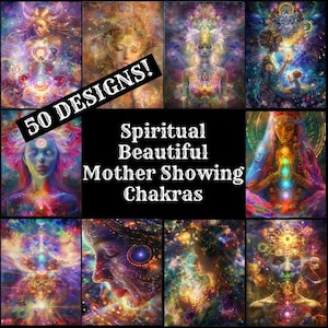 Carta per diario spirituale con la bellissima madre che mostra i chakra, carta stampabile, forniture per diari vintage, inserti per diari
