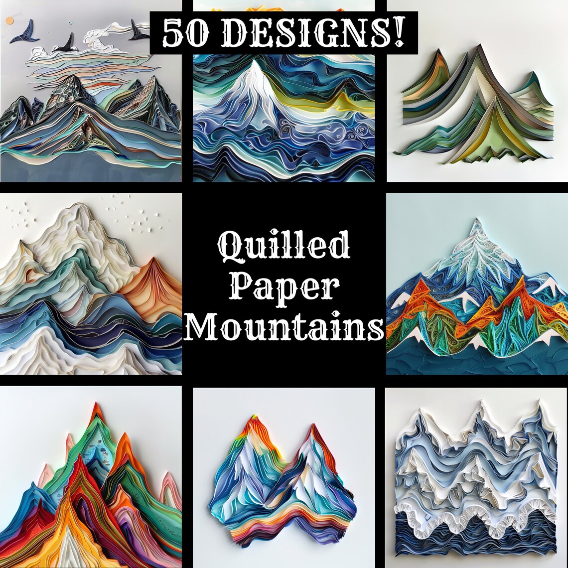 Quilled Paper Mountains: High Resolution Digital Paper (PNG) - Etsy
