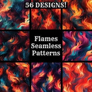 Flames Seamless Digital Paper, Printable Scrapbook Paper Seamless ...