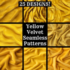 Yellow Velvet Seamless Digital Paper, Printable Scrapbook Paper Seamless Textures, Instant Download, Commercial Use Seamless Velvet Pattern