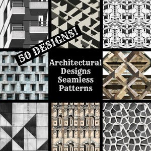 Arkitektoniskt sömlöst mönster: 50 digitala papperstexturer (PNG, 300 dpi)