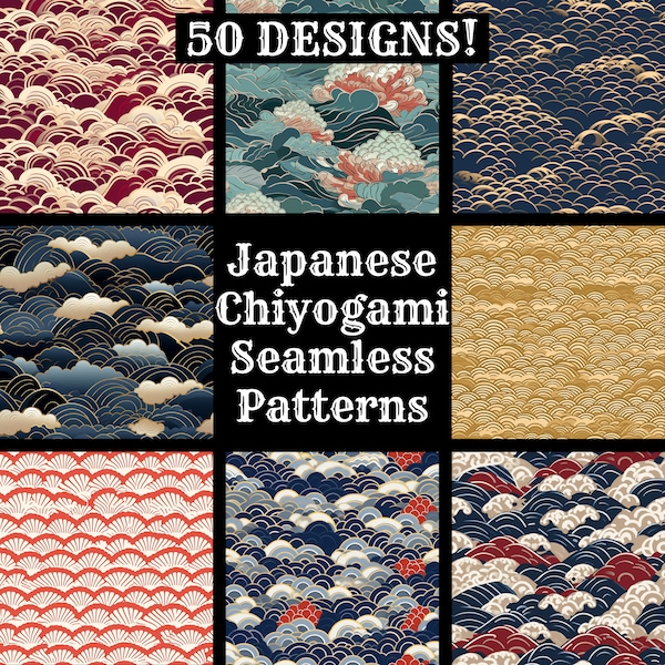 Japanische Chiyogami nahtlose digitale Papier druckbare Scrapbook Papier nahtlose Texturen digitale Sofort-Download japanische Chiyogami Hintergrund