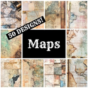 Maps Journal Papier, Maps Printable Papier, Vintage Journal Zubehör, Journal Einsätze