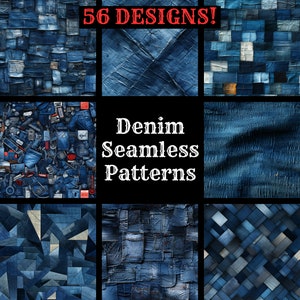 Denim Seamless Digital Paper, Printable Scrapbook Paper Seamless Textures, Instant Download, Commercial Use Denim Pattern Denim Wrap Bundle