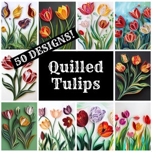 Quilling Tulpen Journal Papier, Quilling Tulpen Druckbares Papier, Vintage Quilling Tulpen, Quilling Tulpen Journal Zubehör, Journal Einsätze