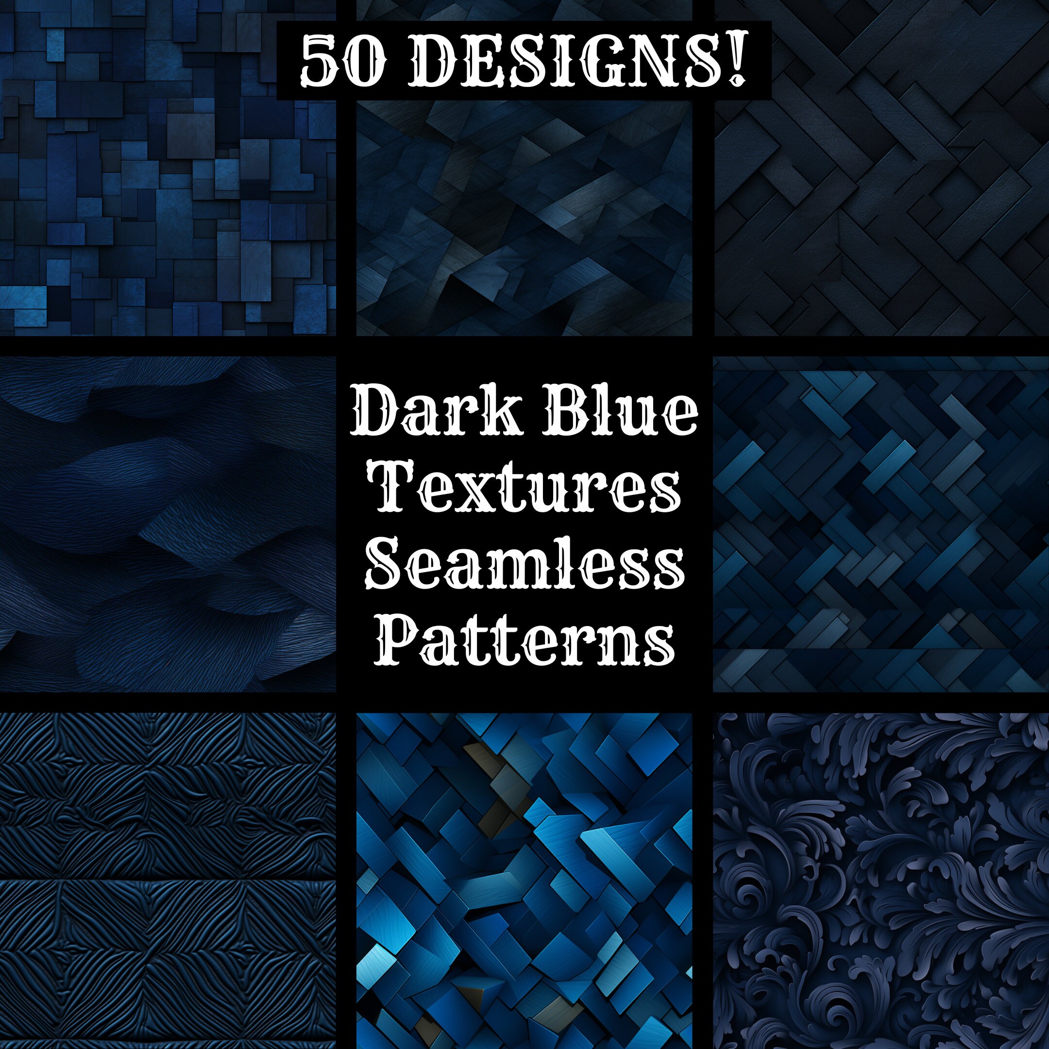 Dark Blue Textures: Seamless Digital Paper (PNG, 300 Dpi) - Etsy