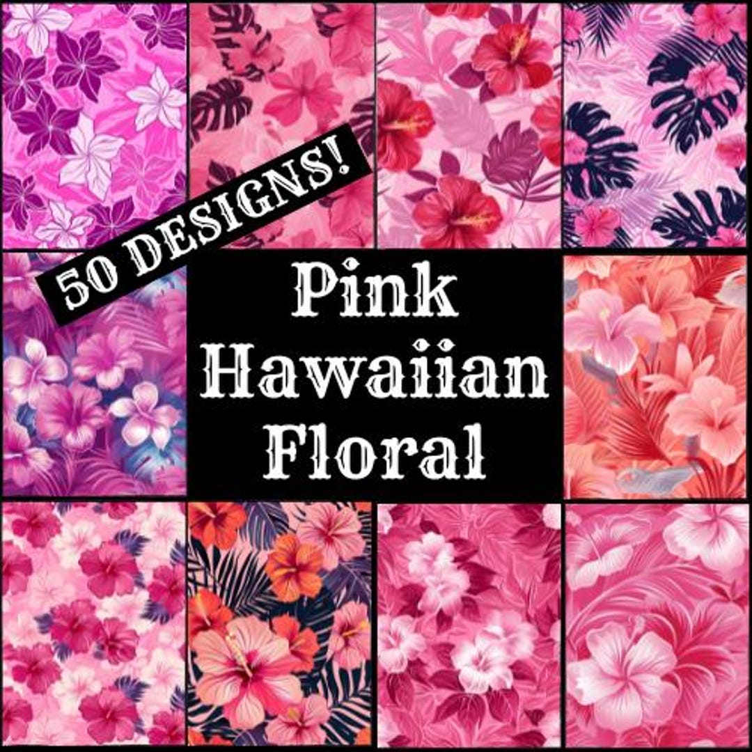 Pink Hawaiian Floral Paper: 50 PNG Designs (digital Download) - Etsy