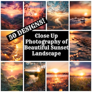 Fotografia ravvicinata di un bellissimo paesaggio al tramonto Carta per diario, carta stampabile al tramonto, forniture per diari vintage, inserti per diari