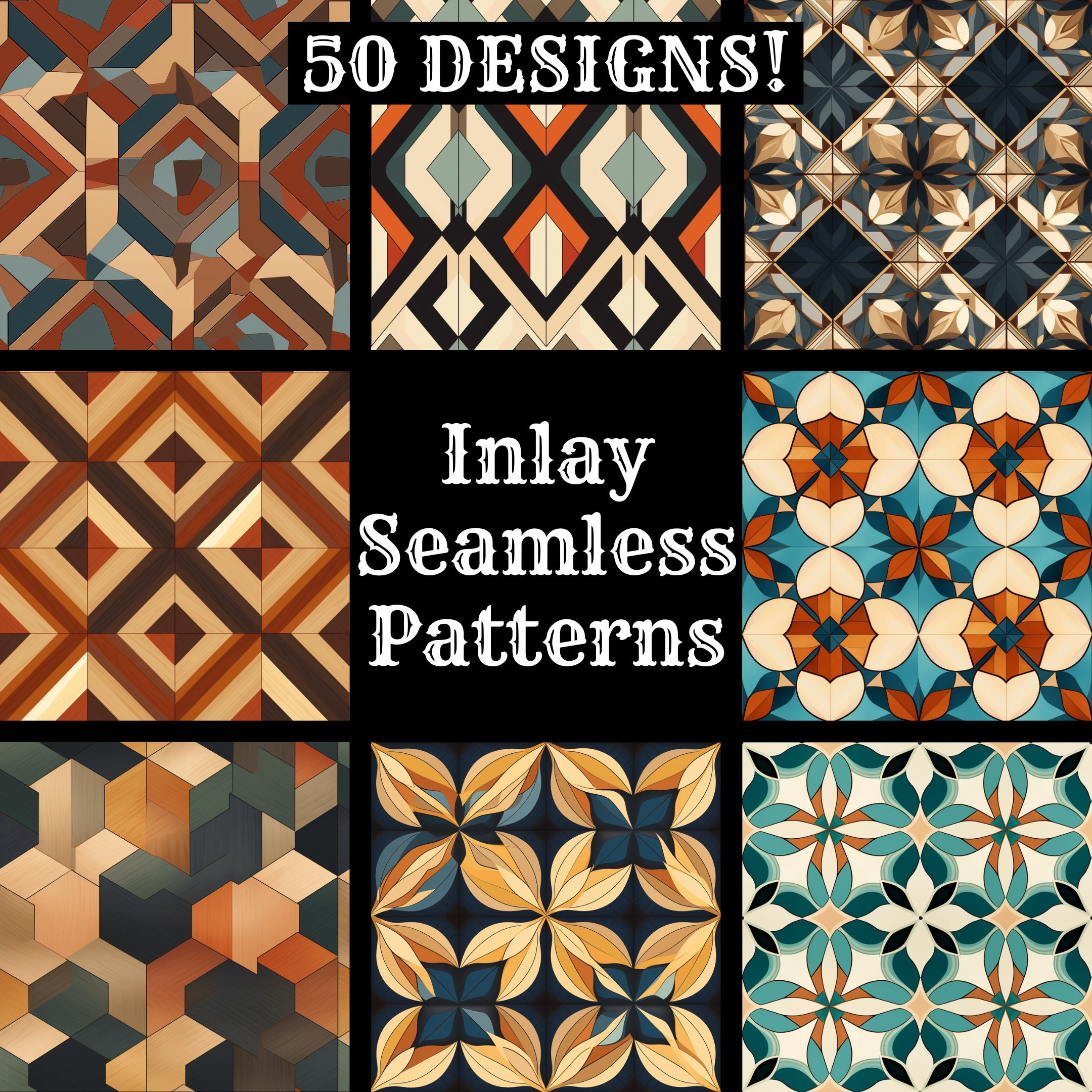 Inlay Seamless Digital Paper, Printable Scrapbook Paper Seamless ...
