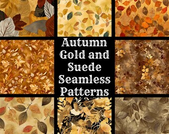 Autumn Gold Suede Seamless Pattern: 50 PNG Digital Papers (Digital Download)