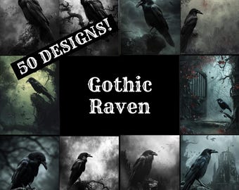 Gothic Raven Journal Paper: Vintage Scrapbook Inserts (PNG Digital Download)