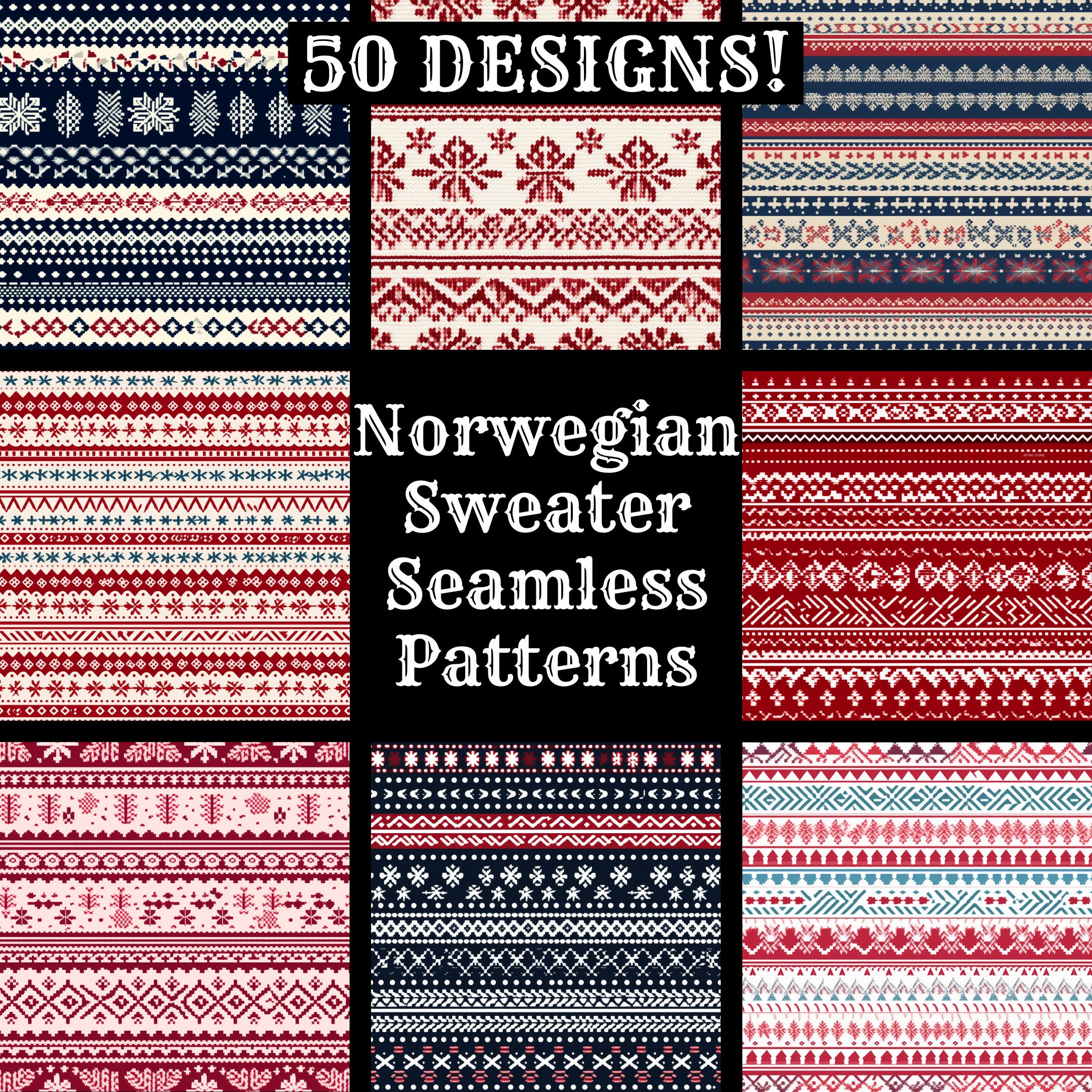 Norwegian Sweater Seamless Pattern Digital Paper (PNG, 300 Dpi) - Etsy