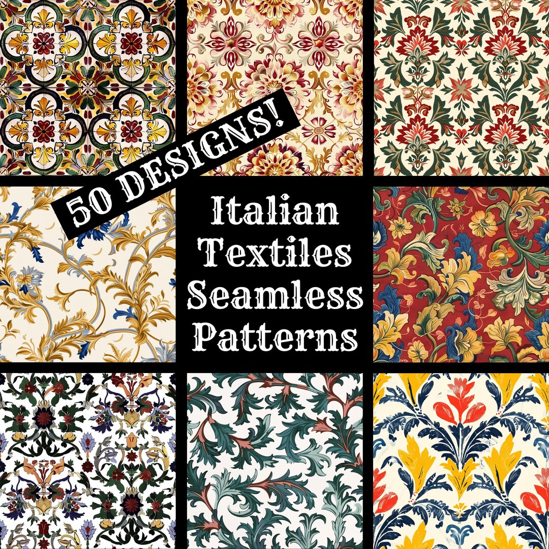 Italian Textile Patterns: Seamless Scrapbook Paper (digital Download ...