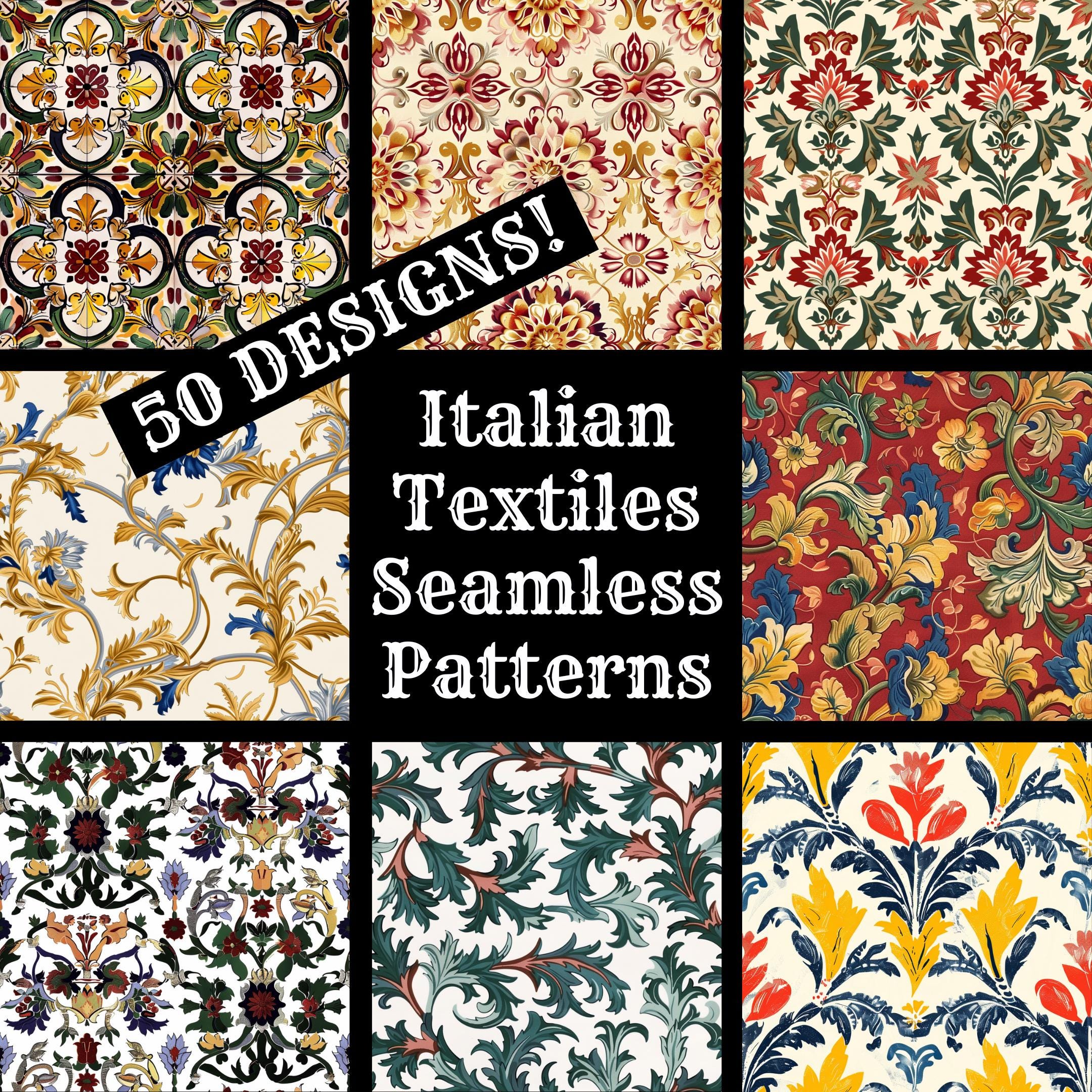 Texture Italian Pattern Italian Textile Patterns: Seamless Scrapbook Paper (digital Download ...