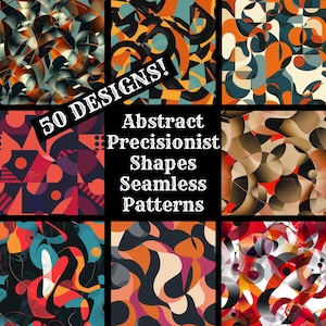 Abstract Precisionist Shapes Seamless Digital Paper, Printable Scrapbook Paper Seamless Textures, Digital Instant Download