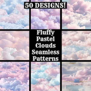 Fluffy Pastel Clouds Seamless Pattern: Scrapbook Paper (Digital Download)