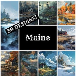 Maine Journal Paper, Maine Printable Paper, Vintage Journal Supplies, Journal Inserts