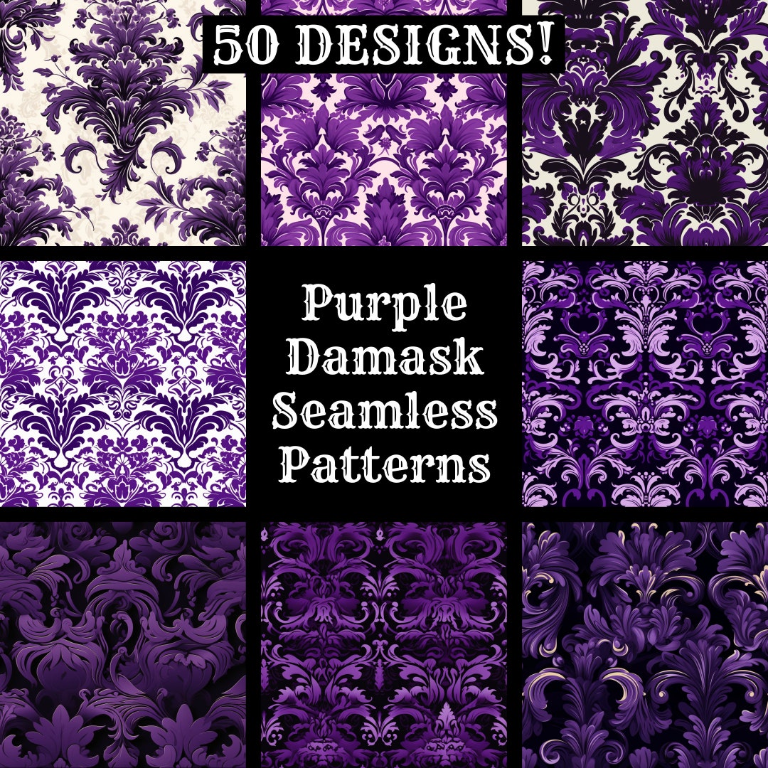 Purple Damask Seamless Patterns: Scrapbook Paper (digital Download) - Etsy