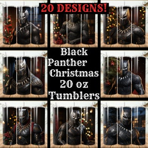Black Panther Christmas Tumbler Wrap Bundle 20 Pack 20 oz Skinny Tumbler Sublimation Designs Straight Tapered Tumbler PNG, Instant Download