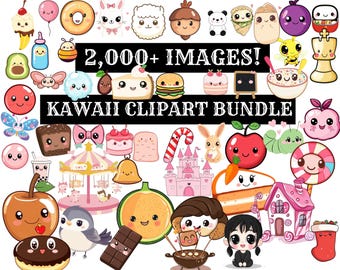 2000+ Kawaii Clipart Mega Bundle: Transparent PNG Illustrations (Instant Download)