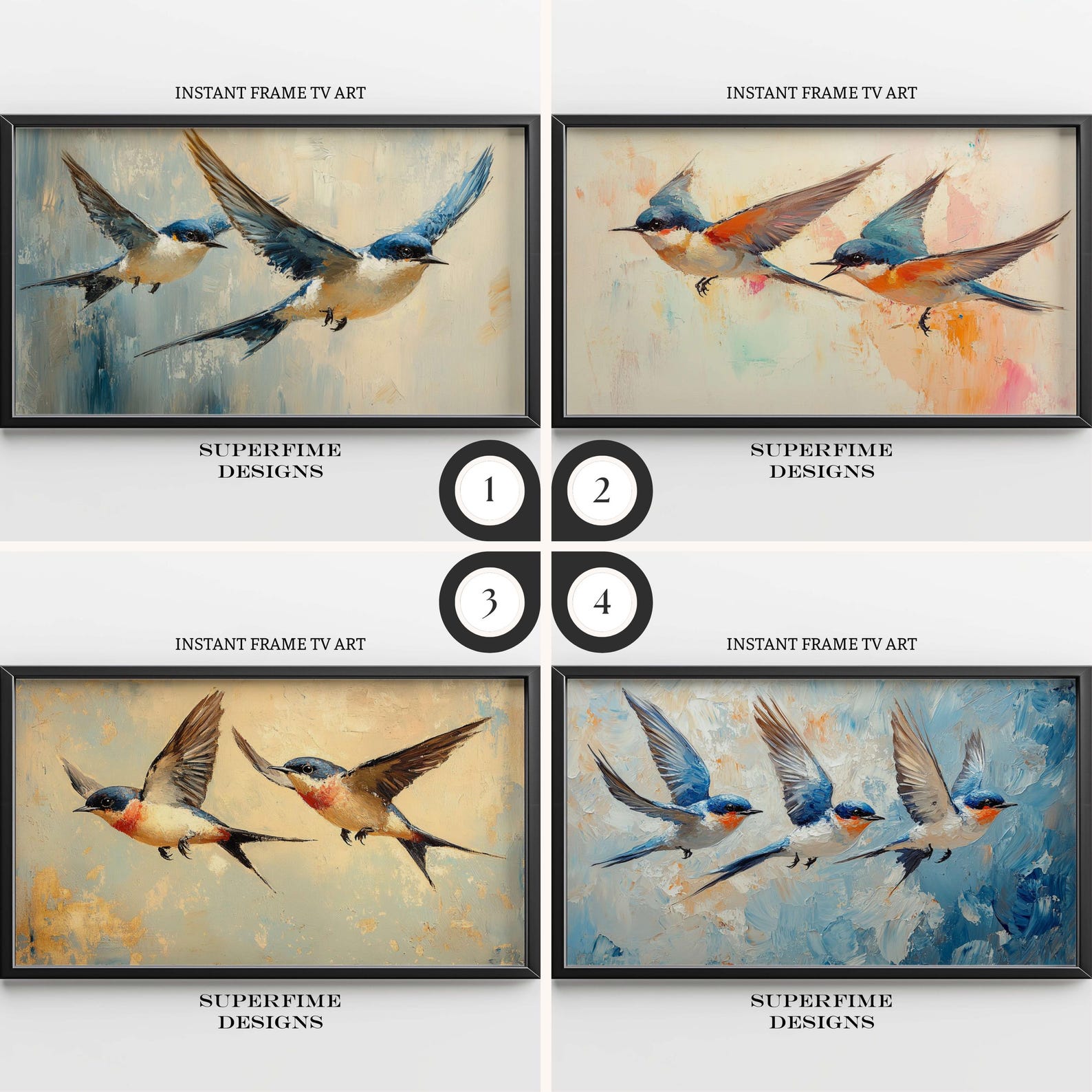 FRAME TV Art French Country Birds Farmhouse Instant Decor Superfime