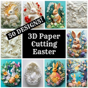 Papier 3D pour journal de Pâques, découpe de papier 3D imprimable Pâques, fournitures pour journaux vintage, encarts de journaux