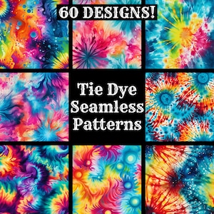 Tie Dye Seamless Digital Paper, papier do scrapbookingu do druku, bezszwowe tekstury, natychmiastowe pobieranie, pakiet wzorów Tie Dye do użytku komercyjnego