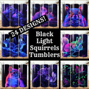 Black Light Squirrels Tumbler Wrap Bundle: 24 Designs (Digital Download)