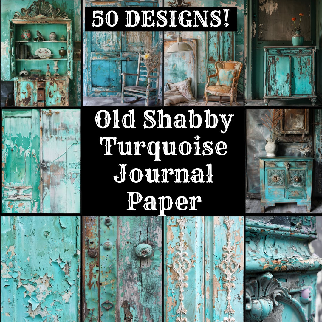 Shabby Turquoise Journal Paper: Vintage Scrapbook Printable (PNG ...