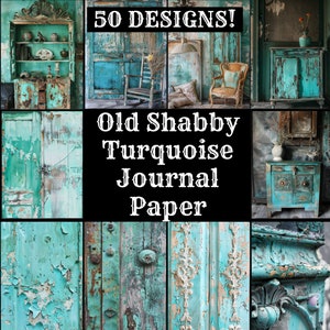 Shabby Turquoise Journal Paper: Vintage Scrapbook Printable (PNG Digital Download)