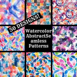 Watercolor Abstract Seamless Digital Paper, Watercolor Abstract Printable Scrapbook Paper Seamless Textures, Digital Instant Download