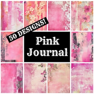 Pink Journal Journal Paper, Pink Journal Printable Paper, Vintage Journal Supplies, Journal Inserts