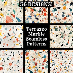 Terrazzo Marble Seamless Digital Paper, Papier Scrapbook imprimable Textures sans couture, Téléchargement instantané Utilisation commerciale Terrazzo Marble Pattern