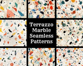 Terrazzo Marble Seamless Digital Paper, Printable Scrapbook Paper Seamless Textures, Instant Download Commercial Use Terrazzo Marble Pattern