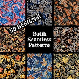 Batik Seamless Digital Paper, Batik Printable Scrapbook Paper Seamless Textures, Digital Instant Download