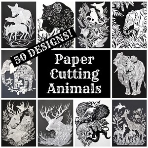 Paper Cutting Animals Journal Paper, Paper Cutting Animals Printable Paper, Vintage Journal Supplies, Journal Inserts