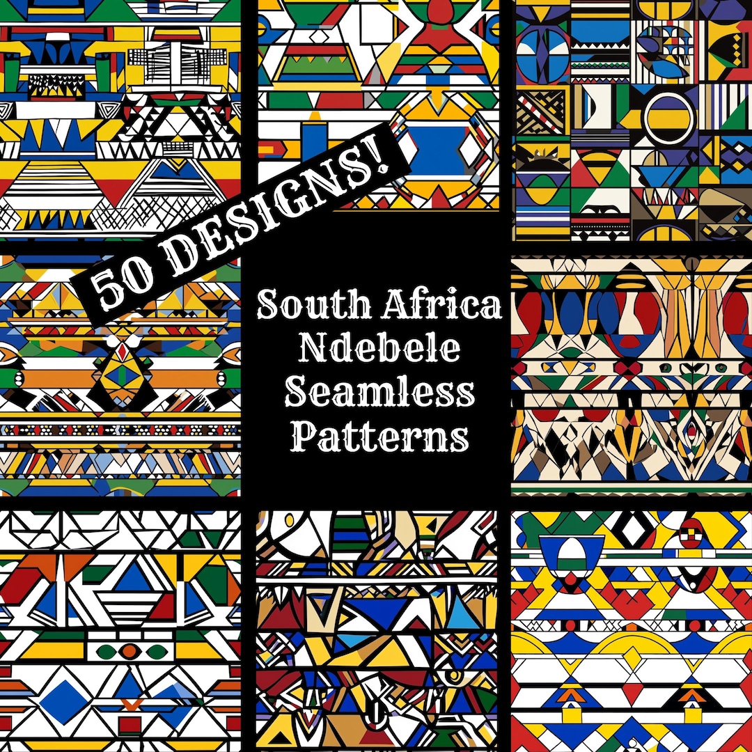 Ndebele Seamless Pattern: South Africa Digital Paper (PNG) - Etsy