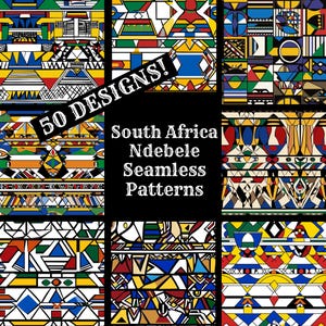 Carta digitale senza cuciture Ndebele del Sud Africa, carta per album stampabile, texture senza cuciture, download digitale istantaneo