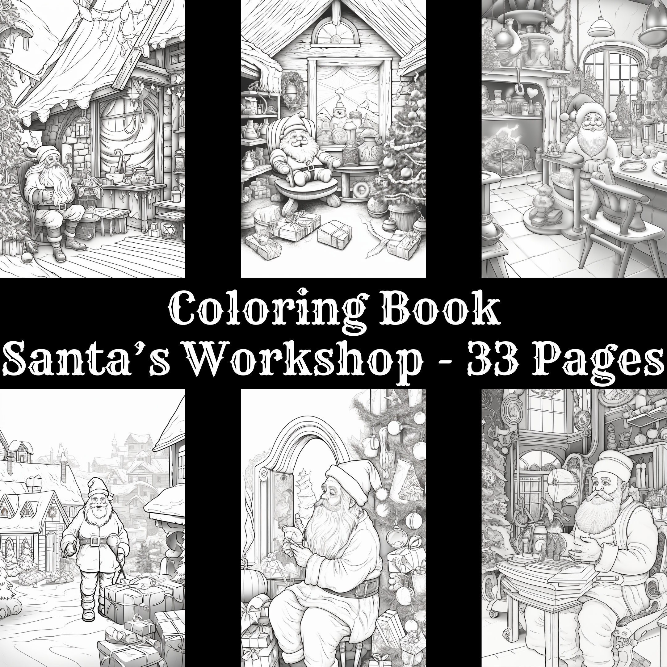Santas Workshop Printable Adult Coloring Pages Kids Coloring Pages ...