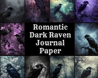 Dark Raven Journal Paper: Romantic Gothic Scrapbook (Digital Download)