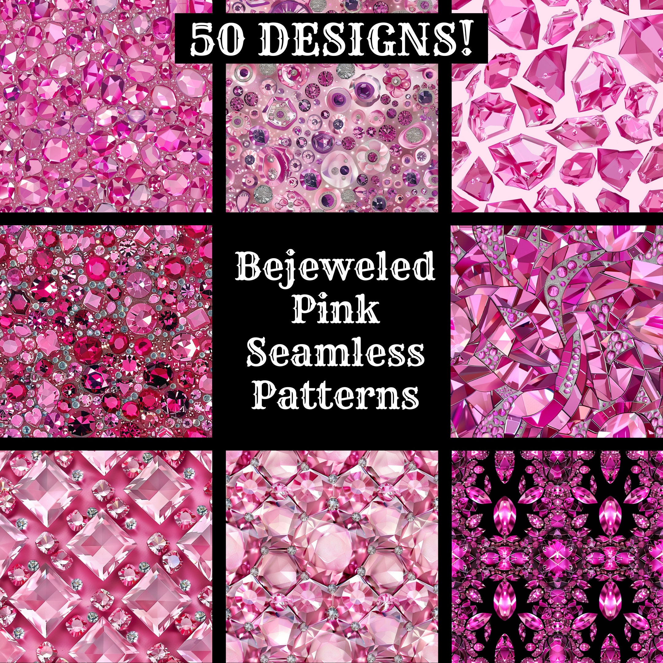 Bejeweled Pink Seamless Pattern: Scrapbook Paper (digital Download) - Etsy