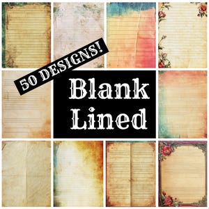Blank Lined Journal Paper, Blank Lined Printable Paper, Vintage Journal Supplies, Journal Inserts