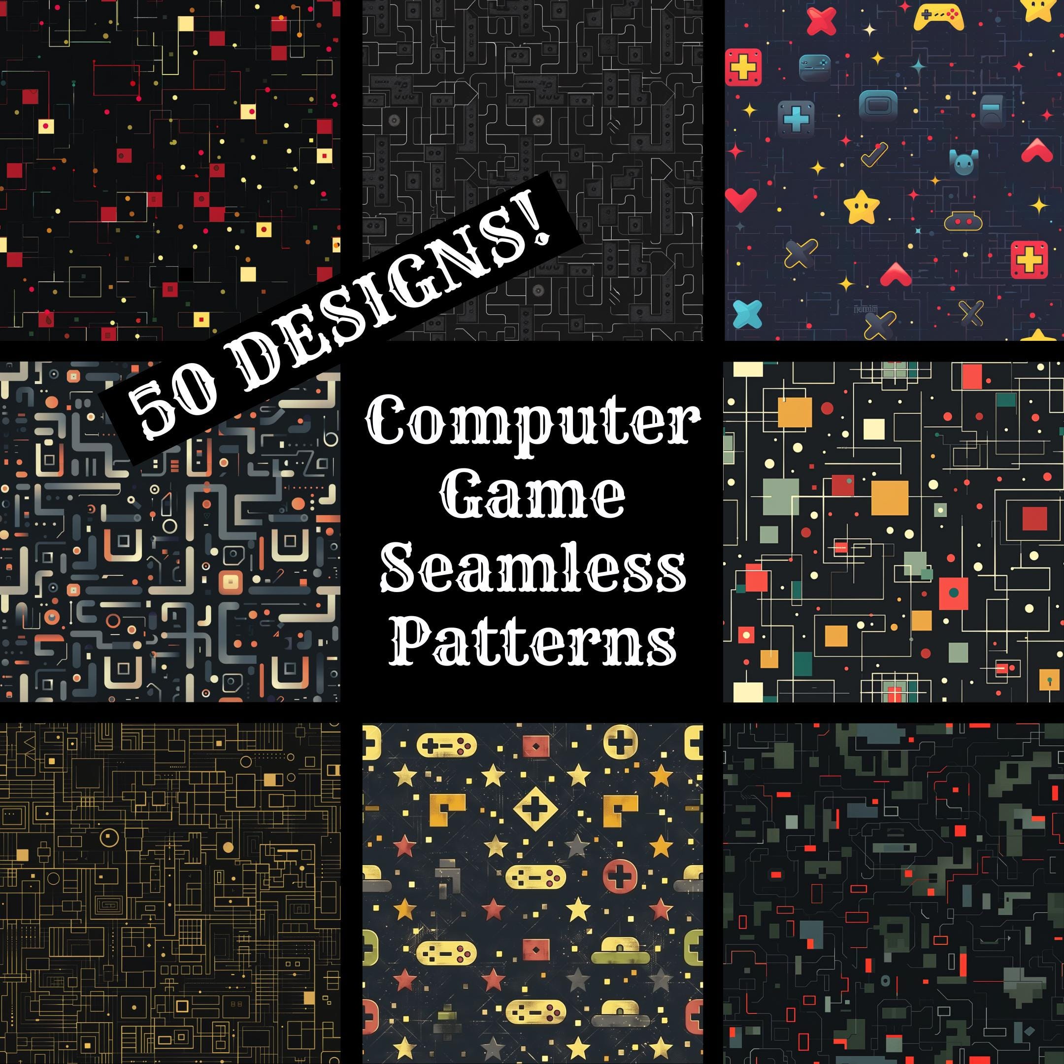 Computer Game Seamless Patterns: 50 PNG Textures (digital Download ...