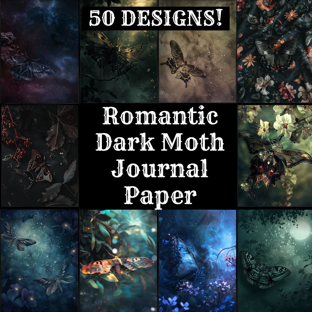 Moth Journal Dark Moth Journal Paper: Romantic Vintage Designs (digital Download) - Etsy