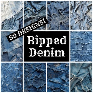 Papier journal déchiré denim, papier imprimable denim déchiré, fournitures de journal vintage, intercalaires de journal