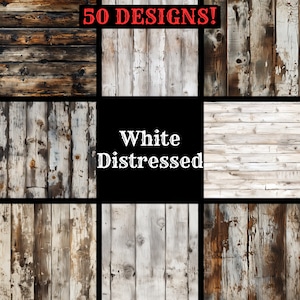 Papel digital desgastado blanco sin costuras, papel de álbum de recortes imprimible Texturas de madera descarga instantánea 4 fondo de fondo de uso comercial Foto