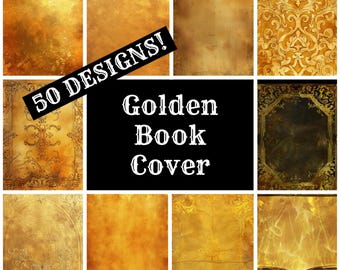 Golden Book Cover Digital Paper: Vintage Journal Inserts (PNG, 8.5x11 in)