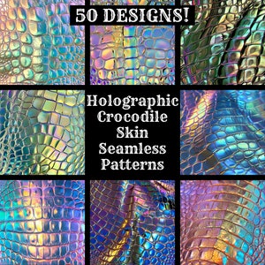 a collage of holographic skin seamless patterns